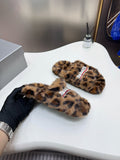 Pre Order Fluffy Leopard Luxe Slides/Slippers