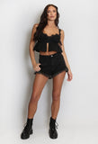 Milkmaid Pintuck Top In Black