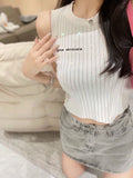 Pre Order Luxury Logo Sparkle Design Sleeveless Top (2 Colours)