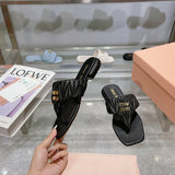 Pre Order Luxury Pleated Design Logo Flip flops