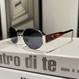 Pre Order Luxury Oval Metal Logo Glasses