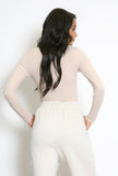 Long Sleeve Shaping Bodysuit In Nude