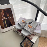 Pre Order Flat Denim Mules With Luxury Logo Design