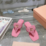 Pre Order Luxury Pleated Design Logo Flip flops