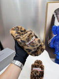 Pre Order Fluffy Leopard Luxe Slides/Slippers