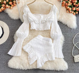 Pre Order White Ruffle Top & Short Set