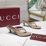Pre Order Brown Low Heel Sandals With Logo Design