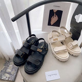 Pre Order Luxury Gold Logo Double Strap Sandals