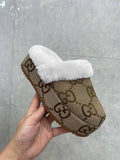 Pre Order Brown Print Fluffy Platform Slides/Slippers