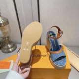 Pre Order Luxury Denim Logo Design Wedges