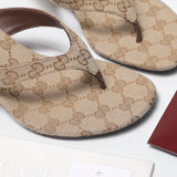 Pre Order Brown Low Heel Sandals With Logo Design