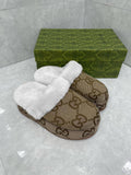 Pre Order Brown Print Fluffy Platform Slides/Slippers