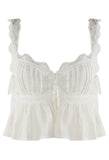 Milkmaid Pintuck Top In White