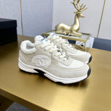 Pre Order Tweed Cream Logo Trainers