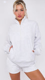 Half Zip Jumper & Short Set In Marl Grey