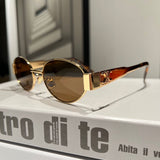 Pre Order Luxury Oval Metal Logo Glasses