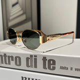 Pre Order Luxury Oval Metal Logo Glasses