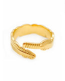 Gold Adjustable Feather Ring