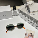 Pre Order Luxury Oval Metal Logo Glasses
