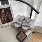 Pre Order Flat Denim Mules With Luxury Logo Design