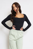 Long Sleeve Shaping Bodysuit In Black