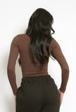 Long Sleeve Shaping Bodysuit In Brown