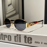 Pre Order Luxury Oval Metal Logo Glasses