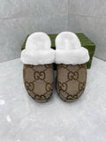 Pre Order Brown Print Fluffy Platform Slides/Slippers