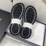 Pre Order Luxury Pink & Silver Double C Logo Trainers