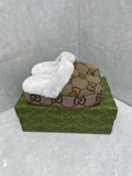 Pre Order Brown Print Fluffy Platform Slides/Slippers