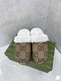 Pre Order Brown Print Fluffy Platform Slides/Slippers