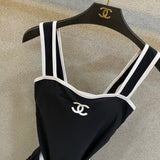 Pre Order Luxury White Logo Tie Waist Swimsuit