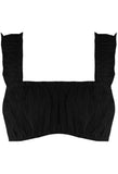 Shirred Milkmaid Bralet In Black