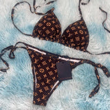 Pre Order Luxury Brown Logo Design Bikini Set
