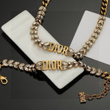 Pre Order Diamanté Luxury Logo Bracelet & Necklace Set