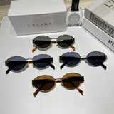 Pre Order Luxury Oval Metal Logo Glasses