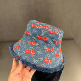 Pre Order Cherry Logo Design Luxury Denim Bucket Hat