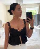Milkmaid Pintuck Top In Black
