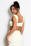 Shirred Milkmaid Bralet In Lemon