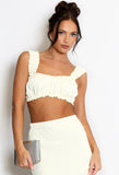 Shirred Milkmaid Bralet In Lemon