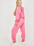 Cropped Hoodie & Jogger Set in Pink