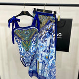 Pre Order Blue Luxury Paisley Print Swimsuit