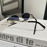 Pre Order Luxury Oval Metal Logo Glasses