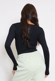 Long Sleeve Shaping Bodysuit In Black