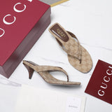 Pre Order Brown Low Heel Sandals With Logo Design