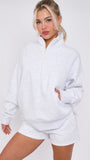 Half Zip Jumper & Short Set In Marl Grey