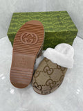 Pre Order Brown Print Fluffy Platform Slides/Slippers