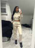 Ribbon Jogger Tracksuit In Beige
