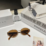 Pre Order Luxury Oval Metal Logo Glasses