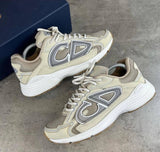 Pre Order Luxury Grey Logo Trainers In Beige